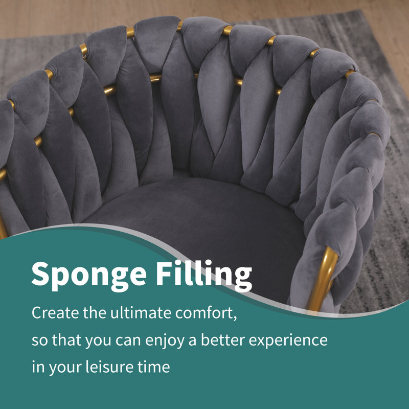 Mercer41 Kwaku Kitchen Dining Chairs Velvet Upholstered Arm Chair with